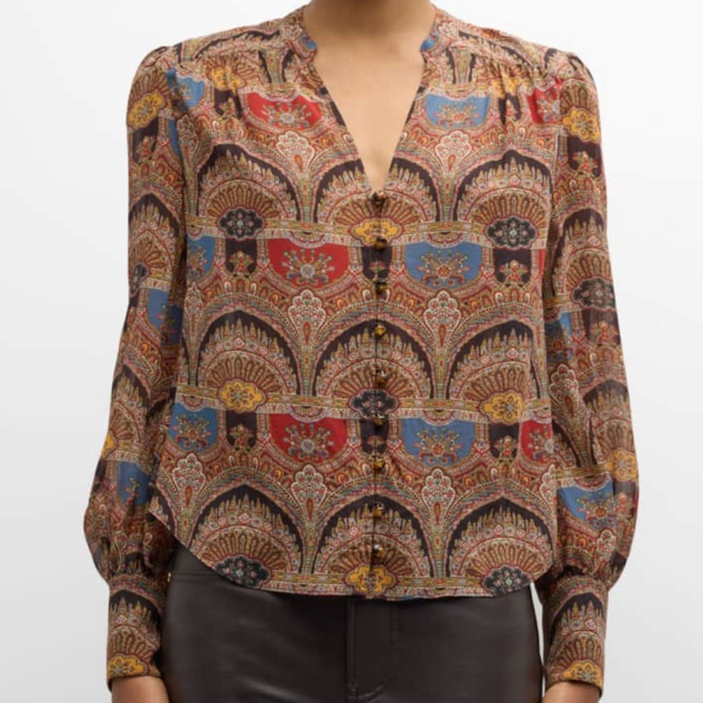 Veronica Beard Esmeralda Silk Blouse - Picture 2 of 5
